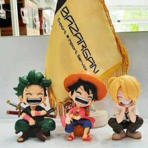 فیگور از انیمه وان پیس (one piece) لوفی،زورو و سانجی ، به همراه جعبه